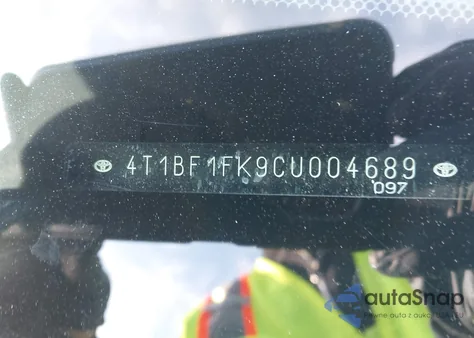 2012 Toyota Camry Le z USA, uszkodzony, nr VIN 4T1BF1FK9CU004689